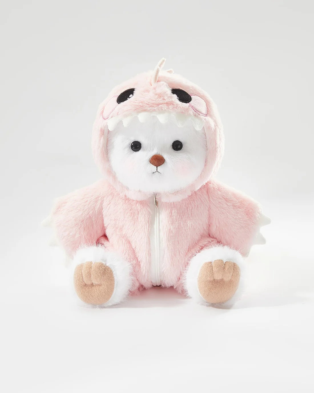 White Long Hair Bear & Pink Dinosaur Jumpsuit
