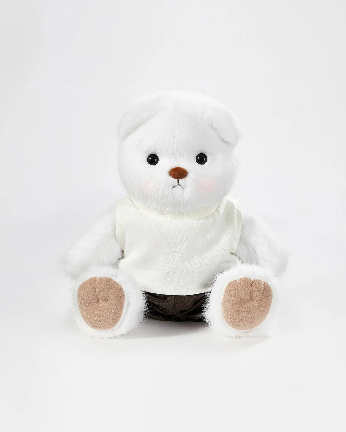 White Long Hair Bear & Casual White Vest Set
