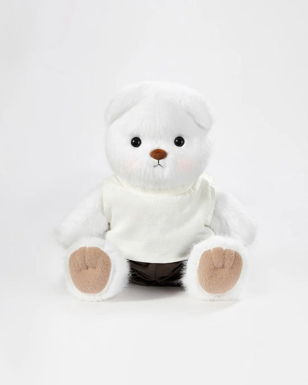 White Long Hair Bear & Casual White Vest Set