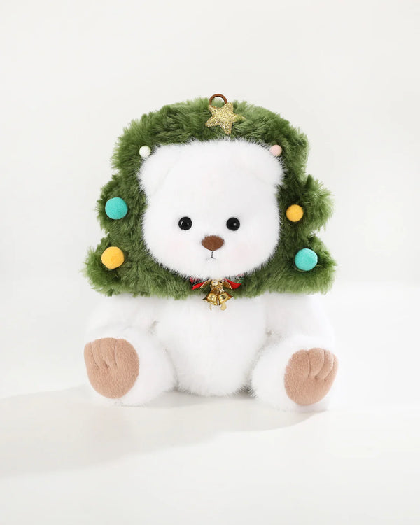 White Long Hair Bear & Christmas Tree Headgear