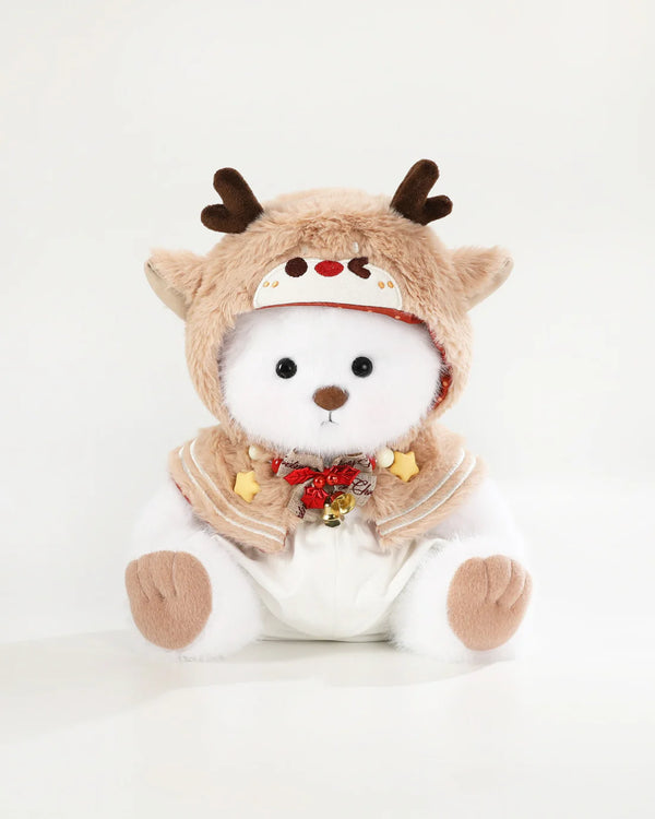 White Long Hair Bear & Christmas Reindeer Cape