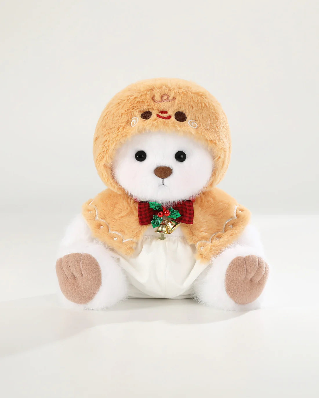 White Long Hair Bear & Christmas Gingerbread Man Cape