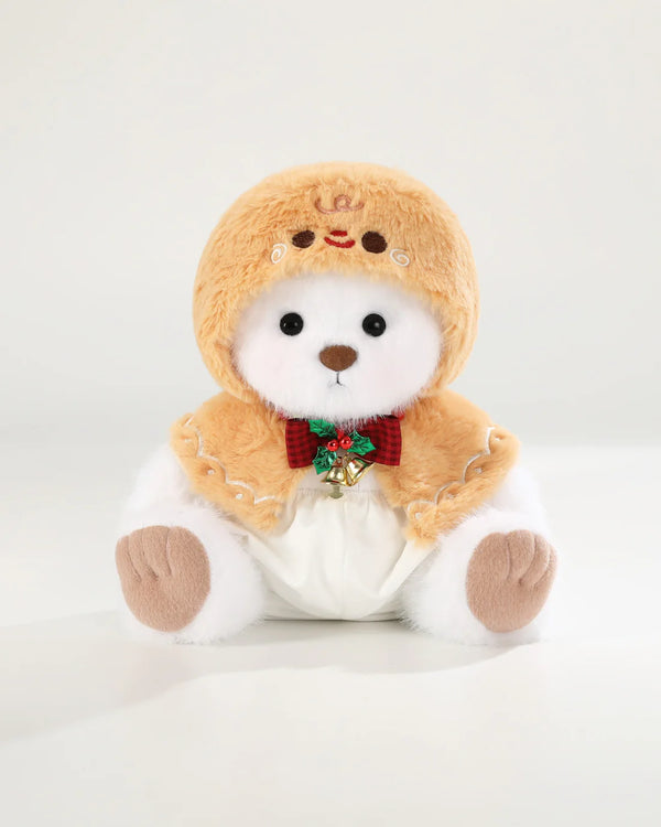 White Long Hair Bear & Christmas Gingerbread Man Cape
