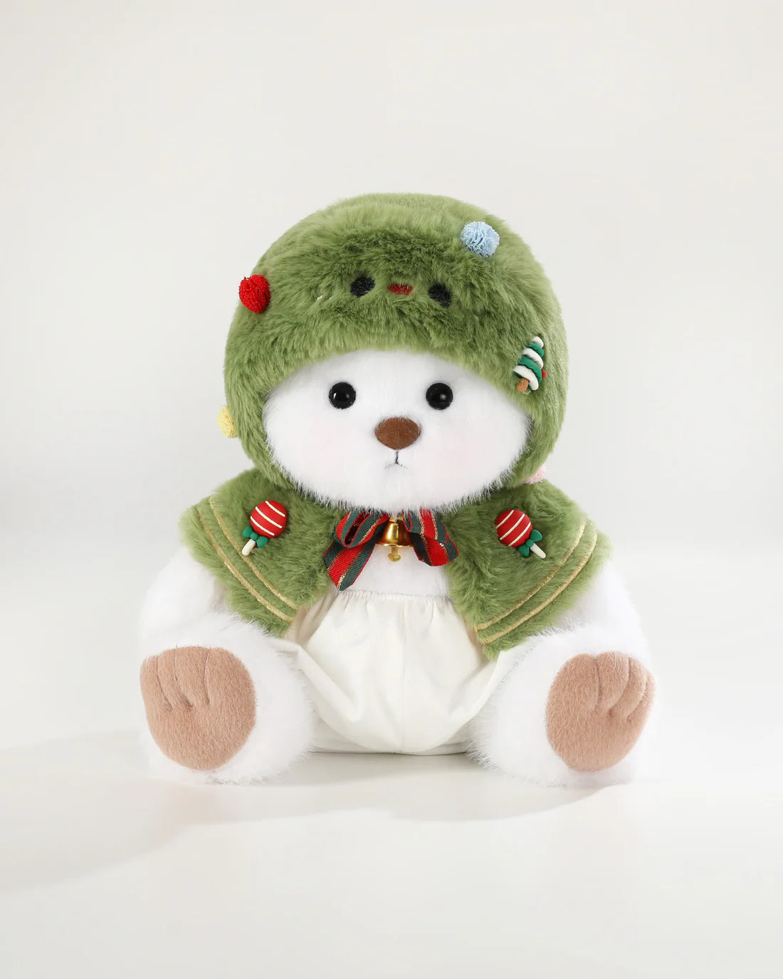White Long Hair Bear & Christmas Tree Cape